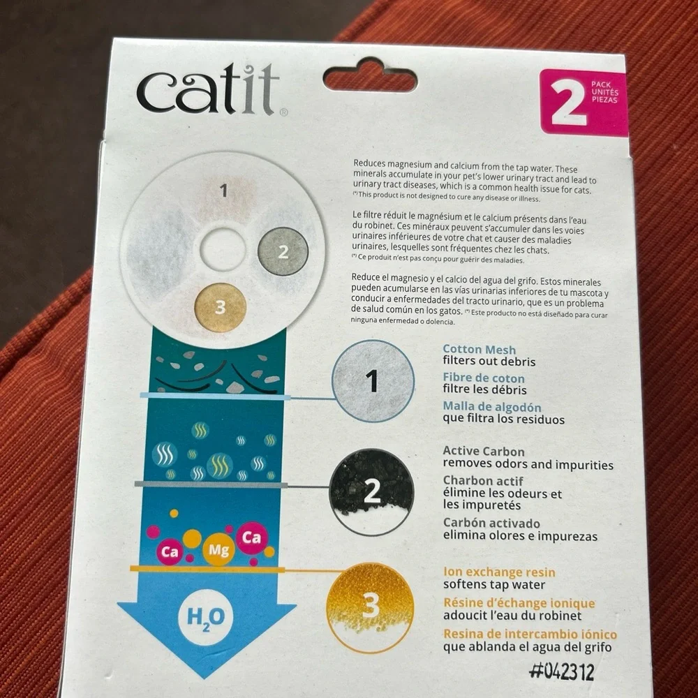 Catit Triple Action Fountain Filters 2pk NEW IN BOX